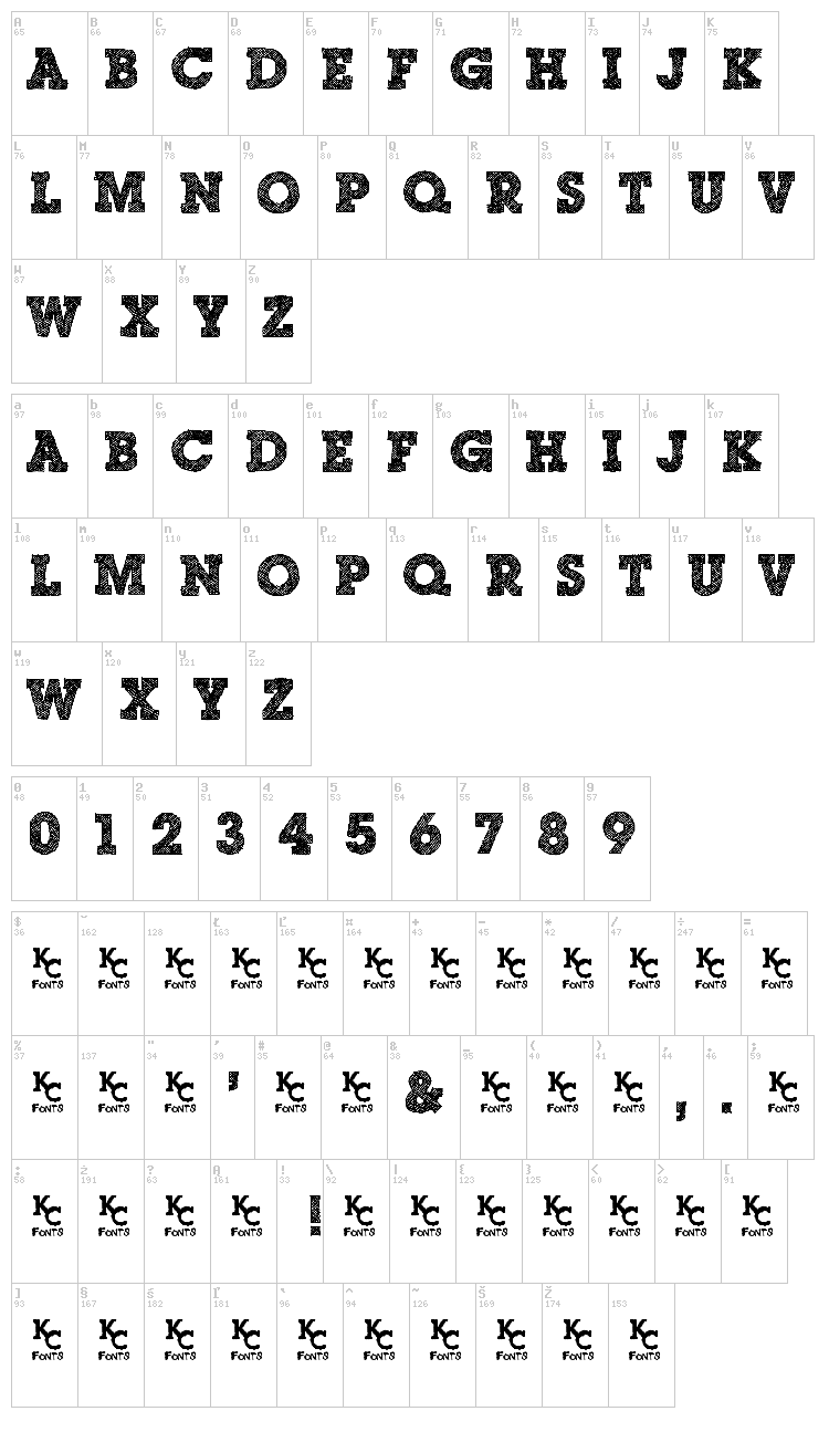 Scribble Box font map